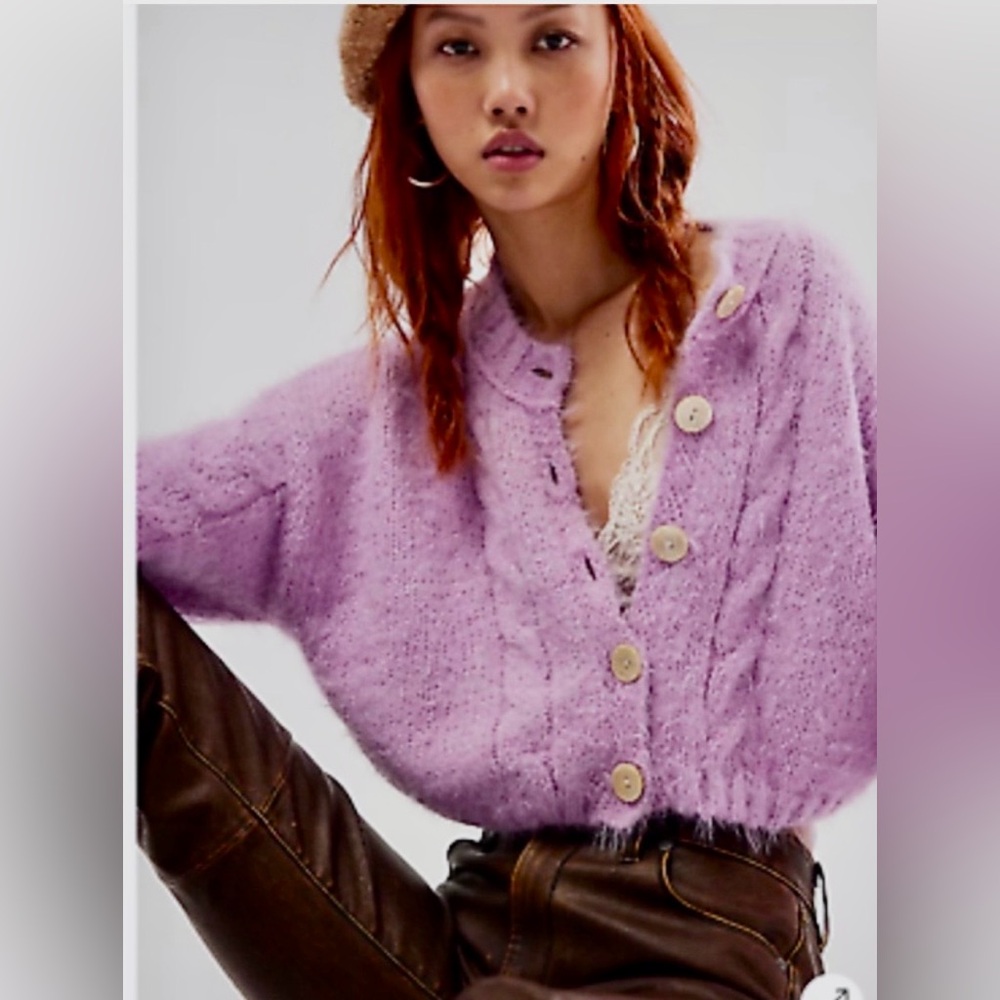 Free People Lilac Cropped Cardigan 🌸
